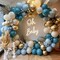 Dusty Blue Balloons Garland Kit,140pcs Fog Blue Royal Blue Pastel Blue Sand White Metallic Gold latex Balloons for Boy Baby Shower Bridal Shower Wedding Anniversary Birthday Party Decorations Supplies